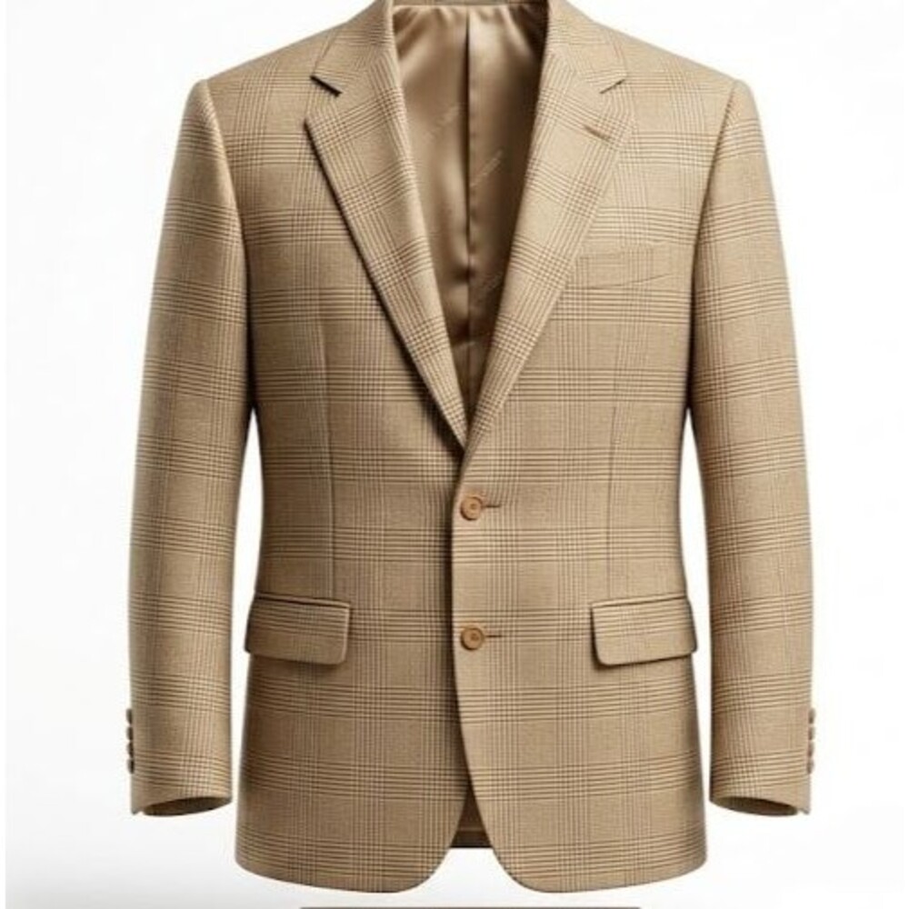 Brooks Brothers 346 Men's Sport Coat Blazer Brown Plaid  42 LG Silk/Wool / Linen